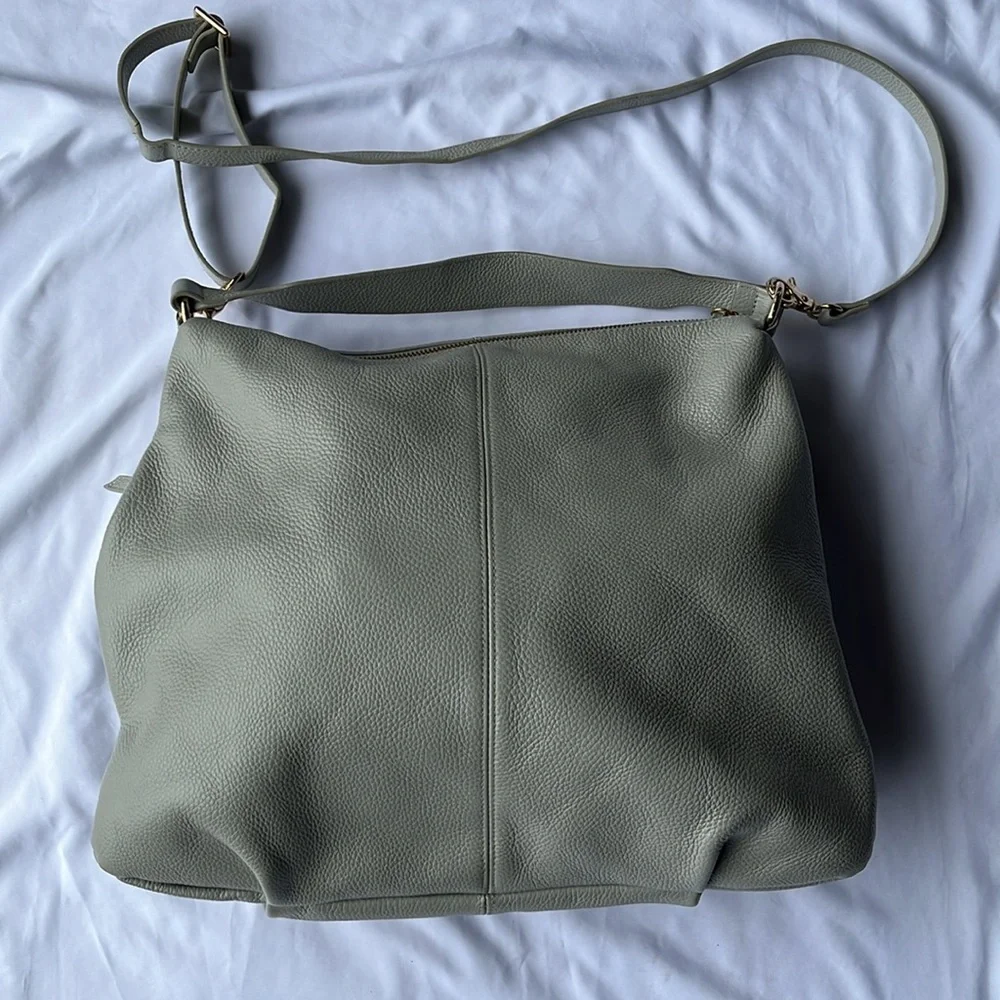 Oversized Pebbled Leather Hobo White Crossbody Handbag /Coquette Purse - Picture 5 of 9
